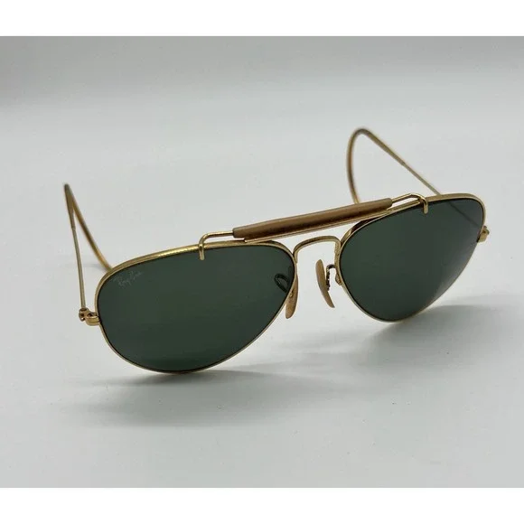1980s 58/14mm VINTAGE B&L RAY BAN‎ ARISTA GEP G15 OUTDOORSMAN AVIATOR SUNGLASSES